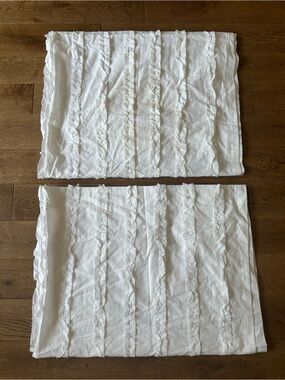 Simply Shabby Chic 100% Cotton White 2 Ruffle Curtains